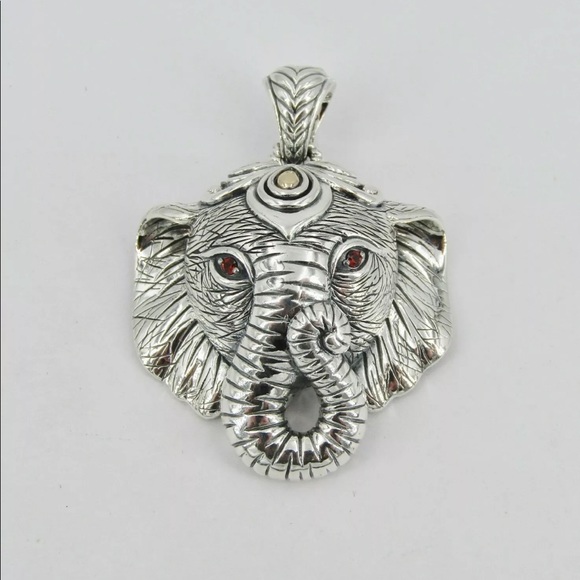 Jewelry - John Hardy JAI Garnet 14k 925 Elephant Pendant